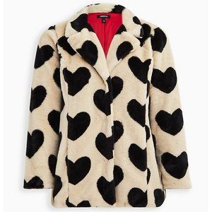 NWT Torrid Faux Fur Heart Cow Print Coat 3X